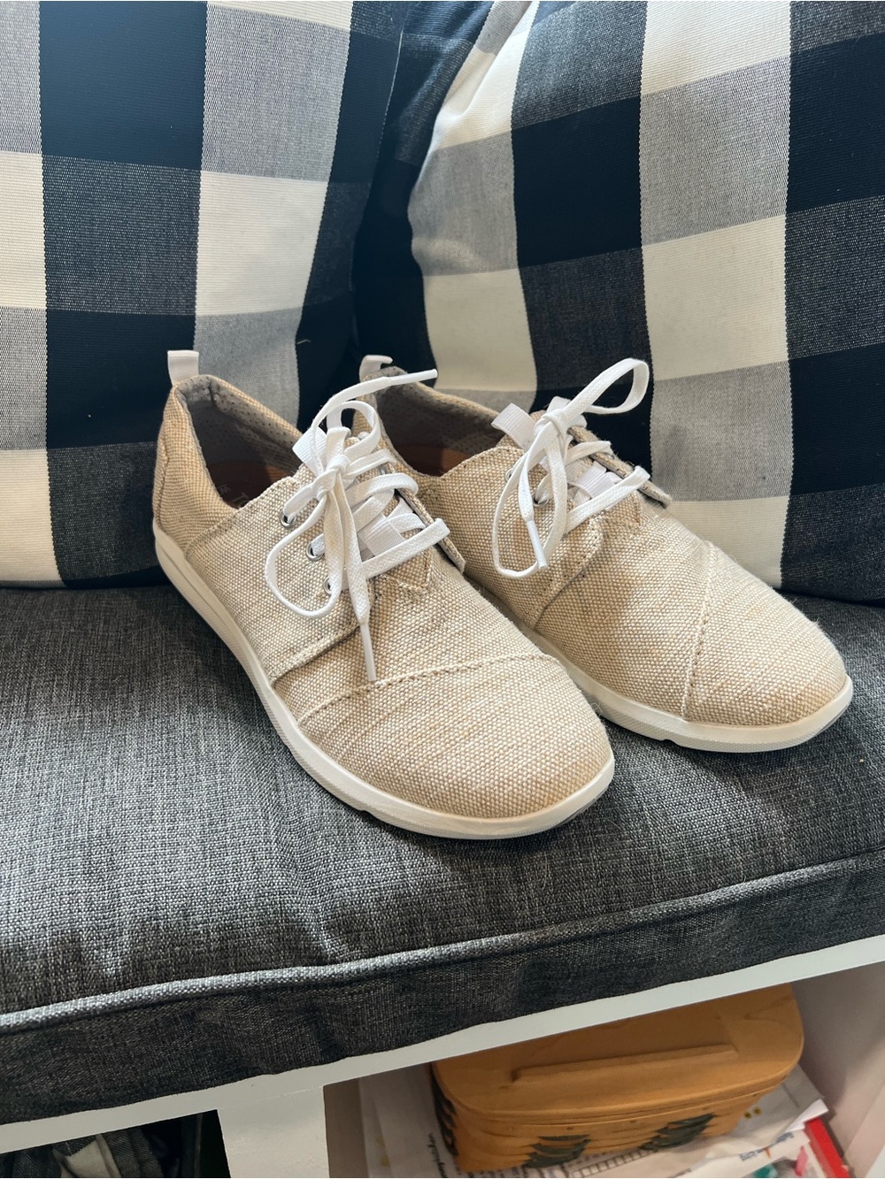 Casual Lace-Up Sneakers in Natural Beige